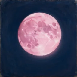 a pink moon by peter elson, oil on canvas