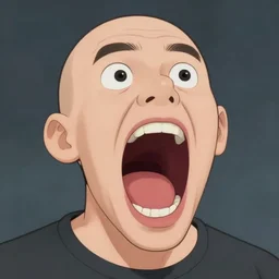 1 9 9 3 cgi test of bald man with mouth wide open in a cartoony fashion