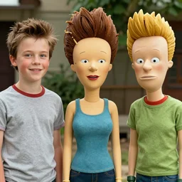 a movie still of the beavis and butthead movie played by teenage actor look - alikes with highly detailed correctly rendered faces