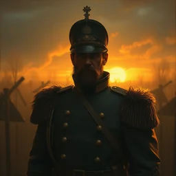 portrait of a prussian soldier, atmospheric lighting, golden hour, intricate painting by greg rutkowski, rhads, ferdinand knab, makoto shinkai, lois van baarle, ilya kuvshinov, ruan jia, tom bagshaw
