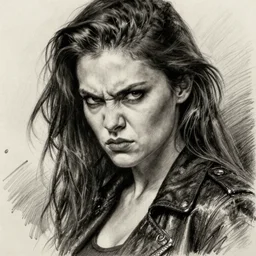tired sensual vigilante girl angry detailed rendering pencil painting realistic hd with frank Miller Alex Ross style trending Flickr