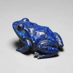 sumerian amulet in the shape of a frog, c. 3 5 0 0 bc. medium : lapis lazuli.