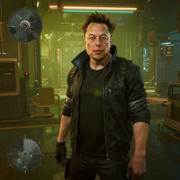 Elon Musk in cyberpunk 2077, gameplay screenshot