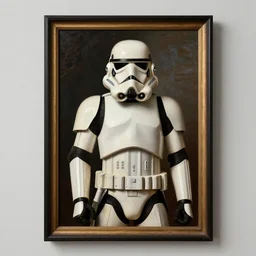 a portrait painting of a stormtrooper from star wars in a renaissance style hanging in the louvre