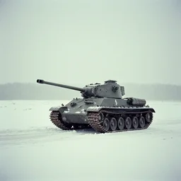 photo of a mark iv tank is in the distance. cold color temperature, snow storm. hazy atmosphere. humidity haze. kodak ektachrome, greenish expired film, award winning, low contrast,