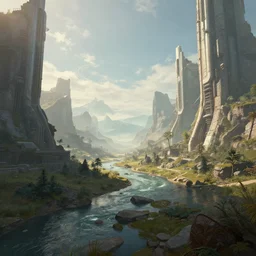 beautiful digital artwork of a sci-fi landscape concept art 8K