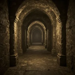 an ancient dungeon interior tunnel with stone walls, soft ambient lighting, trending on artstation, path of exile