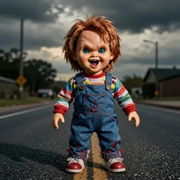 screaming chucky doll road rage