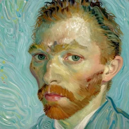 pic of face of a 29-year-old man with tan skin  ,van Gogh style