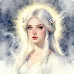 auburn flower priestess watercolor liquid smoke portrait, artgerm, radiant lighting, fantasy art, tom whalen