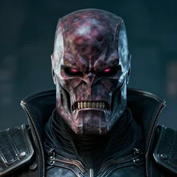 face of an armored villian, ultron, sauron, evil dark, mask
