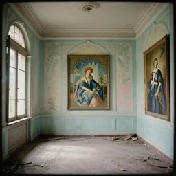 haunted liminal abandoned room, daguerreotype by edward hopper, by henri rousseau, by Bosch, by Pontormo, art noveau, highly detailed, strong lights, liminal, eerie, Bright pastel colors, octane render, 8k