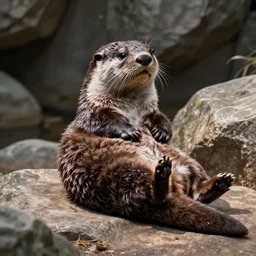 an otter : we will crush your heads on our bellies