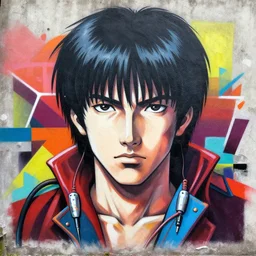 symmetry!! portrait of tetsuo from akira, by sachin teng, organic, cables, matte painting, geometric shapes, hard edges! graffiti, street art