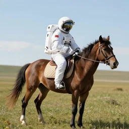 an astronaut riding a horse. in the style of a photo