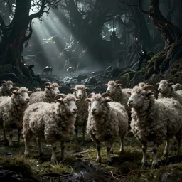 Eldritch horror sheep wants souls, dark fantasy, horror, dramatic