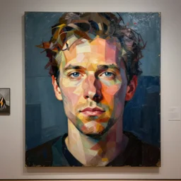Trent Reznor portrait, post-modern painting, museum art, mathieu malouf