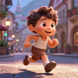 In the city of Bolzano the main character from the animated Pixar movie is running, directed by Thomas Kinkade