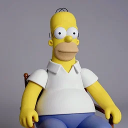 film still from dlsr photo of homer simpson face as a white man with beard stubble taken in studio lighting sitting on chair by Annie Leibovitz