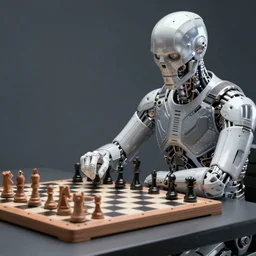 terminator t - 1 0 0 0, playing chess games against hal 9 0 0 0, post - apocalyptic landscape, digital art, trending on artstation