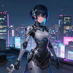 anime key visua futuristic cyber warrior girl, on cyberpunk neon light tokyo rooftop, ssci - fi and fantasy, intricate and very beautiful, highly detailed and digital painting, concept art, smooth, illustration, art by l taekwon kim / a - rang style and liya nikorov and rongzhen luo and rossdraws