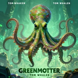 a movie poster for the film (green monster octopus) by Tom Whalen, highly detailed, award winning creature portrait, fantasy, artstation
