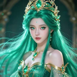 photo of wonderful princess of emerald with fair skin, innocent, glowing, ornate and intricate, jaw dropping beauty, eyepopping colors, dynamic lighting, intricate and detailed, 4 k octane render