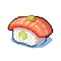 best sushi in town, pixel art, synthwave
