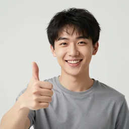 a smily smiling and doinga thums up