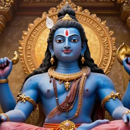 a closeup photorealistic photograph of shiva. film still, vibrant colors. this 4 k hd image is trending on artstation, featured on behance, well - rendered, extra crisp, features intricate detail, epic composition and the style of unreal engine.