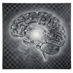 an anthropology of light and neuroscience abstract painting, eigengrau brain, connectome, checkered texture