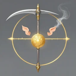 bright elf+ Grey smoke, symetrical + scythe + magic ornament + golden ratio + elements + pattal + baroque + marc simonetti, paul pope, peter mohrbacher, detailed, intricate ink illustration