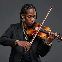 caricature of travis scott playing the violin, 8 k, digital art, artstation, cgsociety, high detailed,