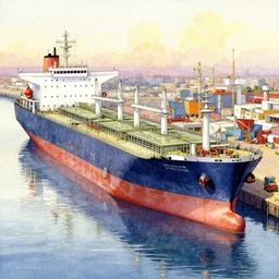 a beautiful insanely intricate watercolor illustration of modern port with tankers, reflexions, colorfull, by william turner art, by greg rutkowski, by james jean, by rossdraws, by frank franzzeta, by sakimichan, by edmund dulac, trending on artstation, insanely detailed, masterpiece,