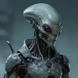 A Hyper-Detailed Alien, Future Tech, Medium Close up Camera Shot, Art by Yongjae Choi ::