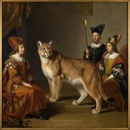 an oil painting!!!!!!!!!!! of a king lynx in court circa 1800,