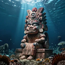 an indigenous aztec that lives in atlantis, submarine, spectular lighting, volumetric light, sharp focus