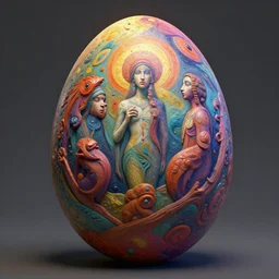 the egg of creation, metaphysical art, surrealism, zbrush, unreal engine, vibrant, detailed by noah bradley and josephine wall