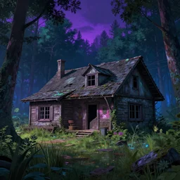 a beautiful hyperdetailed render of ranch - style abandoned by denis sarazhin, neon noir lake meadow forest anime, archdaily, wallpaper, highly detailed, trending on artstation.