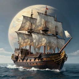 planet, cinematic, hyper realistic, pirate ship