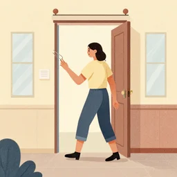 illustration of a 🙋♀ in 🏫, 🤚, by mandy jurgens, trending on artstation
