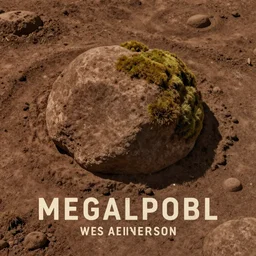 a detailed dirt earth moss stone texture, brown, megalophobia, Wes Anderson, Poster, cel shaded, stylised, cinematography, masterpiece