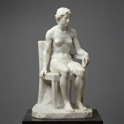 a sculpture of a person sitting on top of a chair, a marble sculpture by nicola samori, behance, neo - expressionism, marble sculpture, apocalypse art, made of mist 1 2 3 4 9. 9