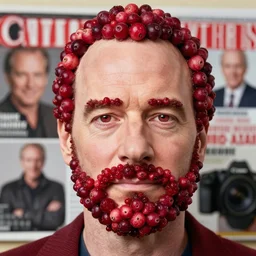 portrait of bryan cranston's face made of cranberries, cranberry statue, natural light, smooth, detailed face, magazine, press, photo, steve mccurry, david lazar, canon, nikon, focus