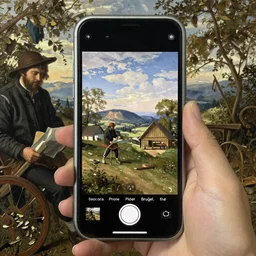 “a detailed oil painting of iPhone by Pieter Bruegel the Elder”