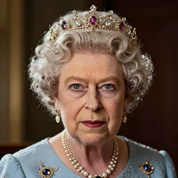 Queen Elizabeth with the face of a cat