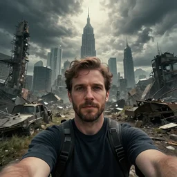 a selfie of the end of the world in 8 k hyperealistic