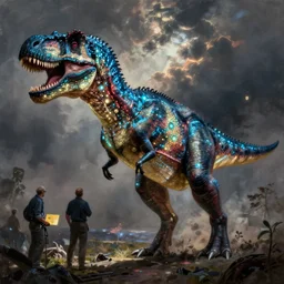concept art painting of a bioluminescent tyrannosaurus, by james gurney and greg rutkowski