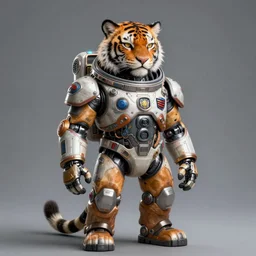 a full body portrait of an anthropomorphic cyberpunk tiger in spacesuit armor with ensignia on chest plate, detailed render, post - processing, extremely hyperdetailed, intricate, epic composition, cybernetics, 4 k realistic, cryengine, realistic shaded lighting, sharp focus, masterpiece by pablo picasso blue period, by enki bilal, by sandra chevrier, by jon foster