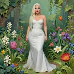 lady gaga in the garden by Mark Ryden , 3d concept art